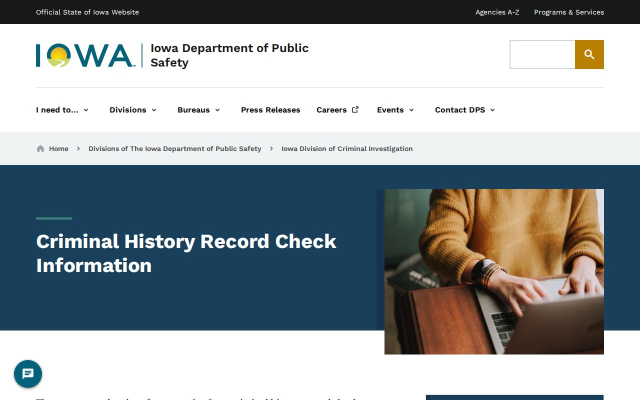 Davis County arrest history request through Iowa DCI