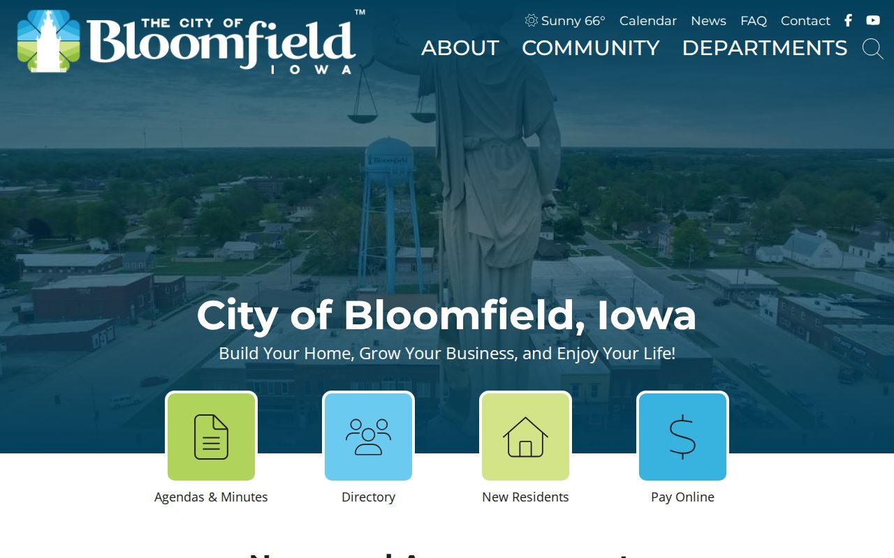 Bloomfield record check starting at the official city homepage