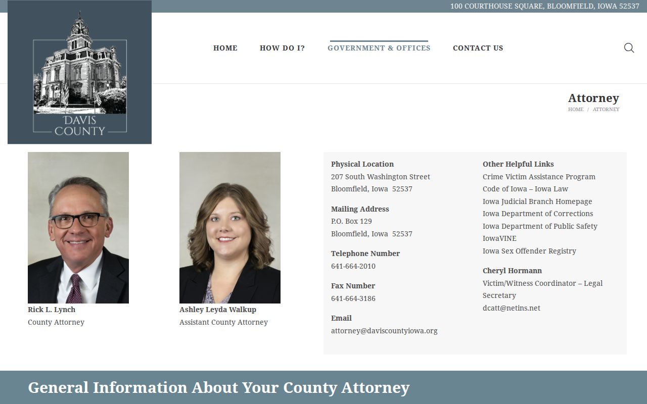 Bloomfield criminal record flow through the Davis County Attorney