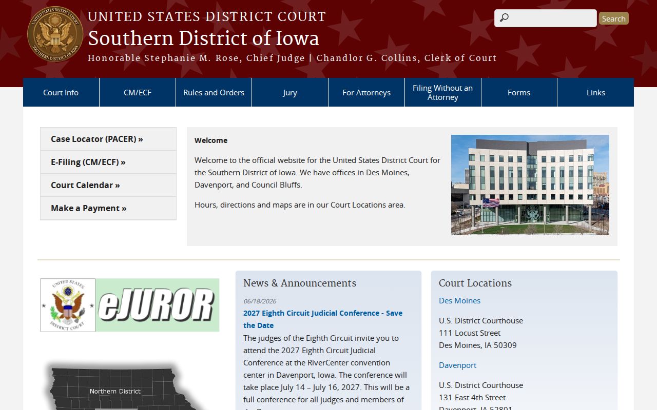 Davis County criminal records Southern District of Iowa court