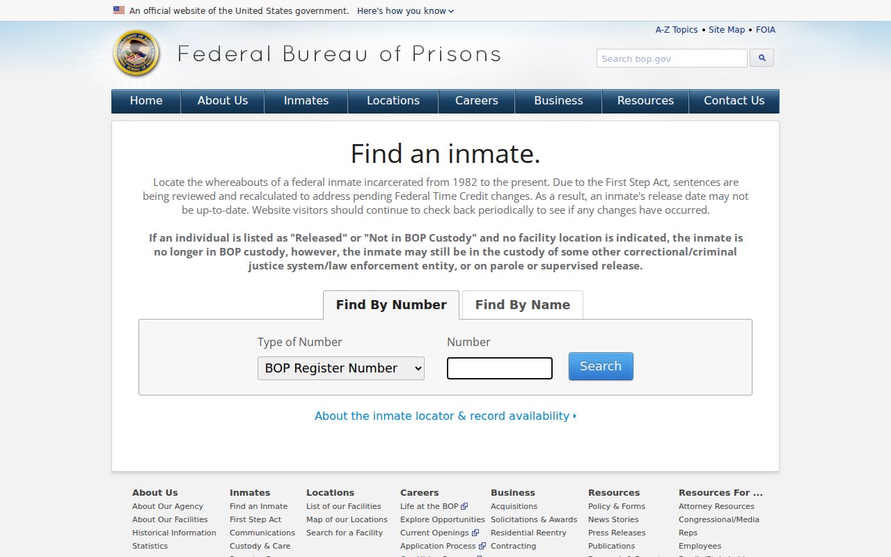 Pulaski criminal record research using the federal inmate locator search